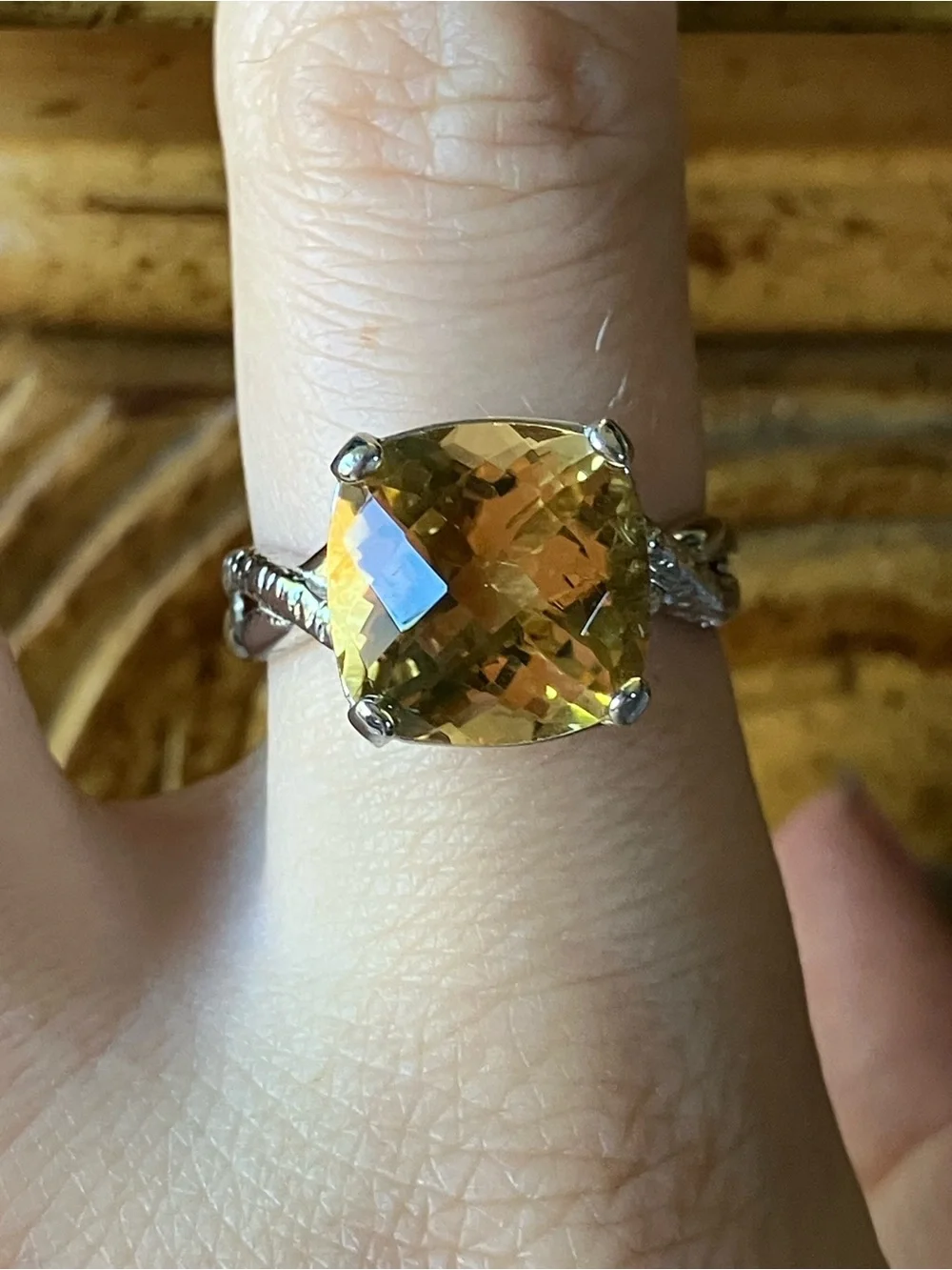 Brazilian Citrine Sterling Silver Ring Size 8.75